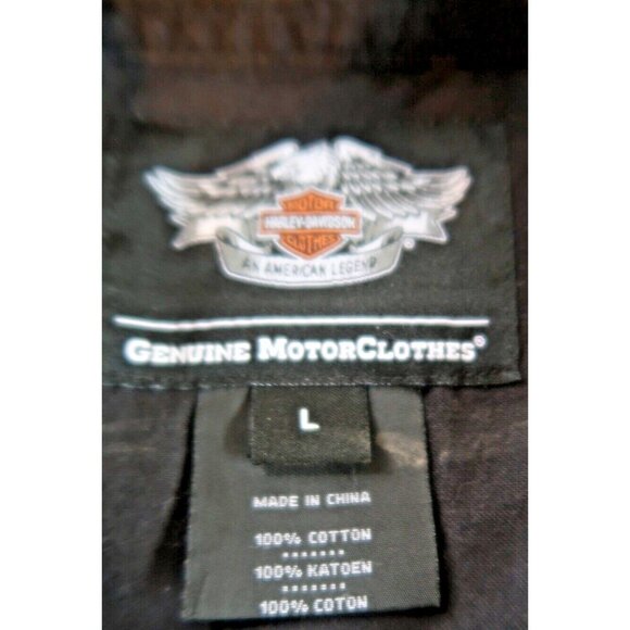 Harley Davidson Large Black Skulls Short Sleeve Button Up Shirt - Picture 11 of 12